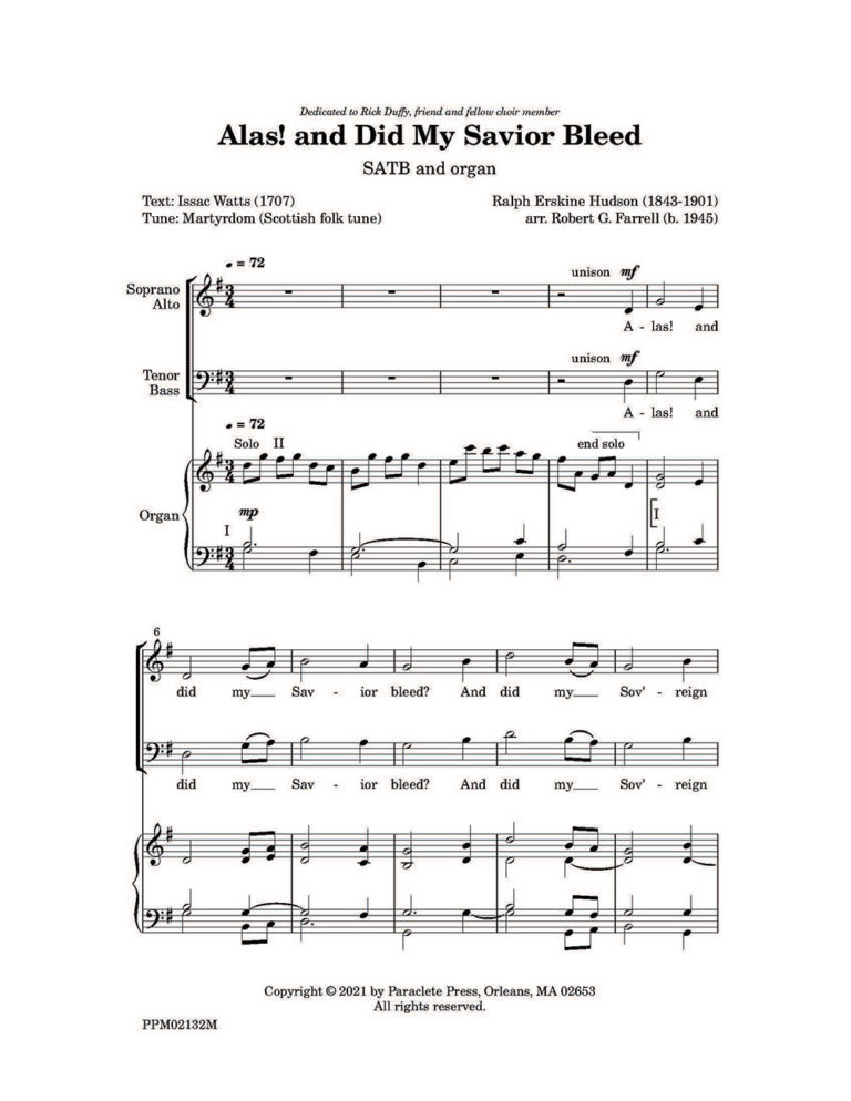 Alas And Did My Savior Bleed Paraclete Press Sacred Music