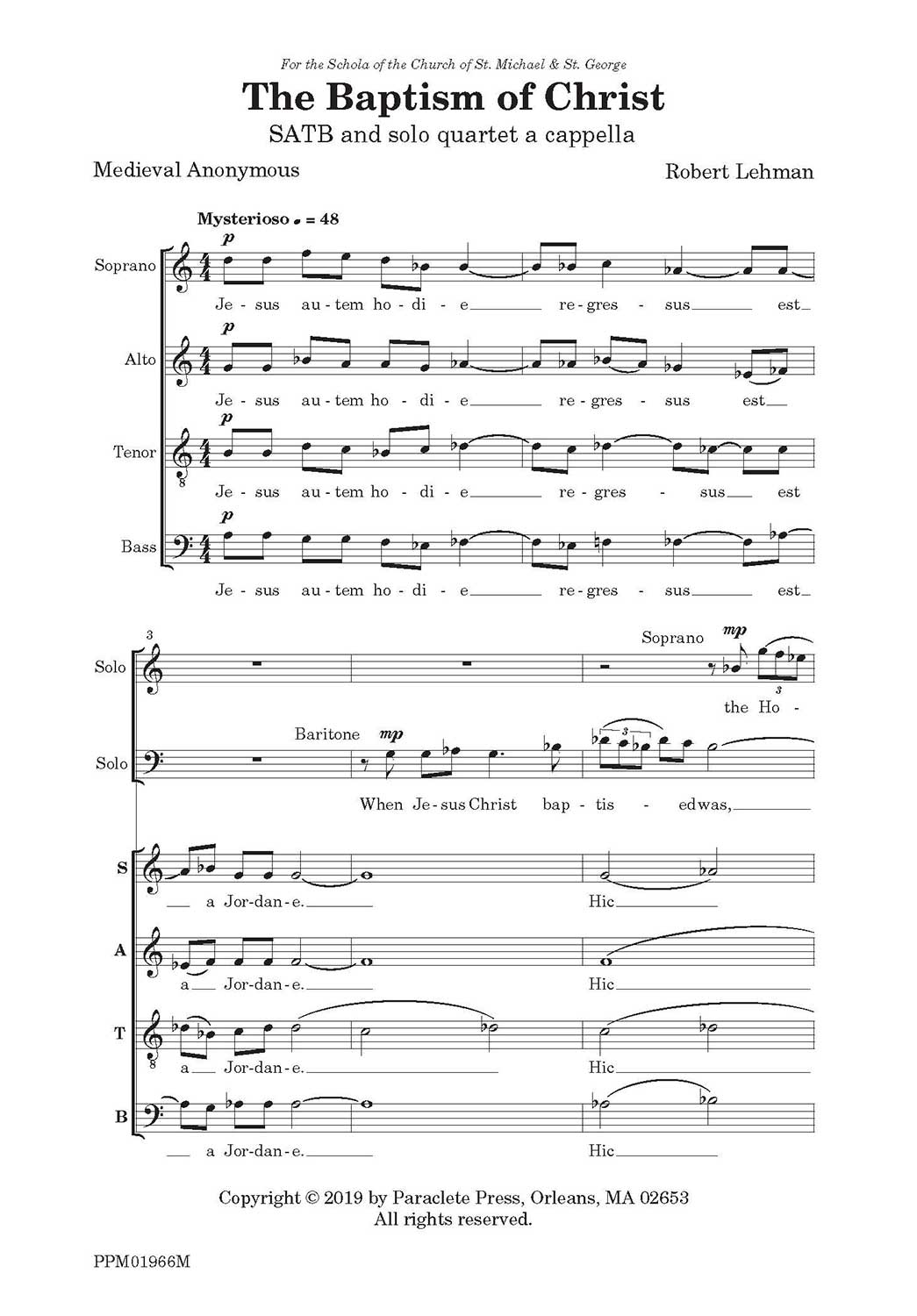 The Baptism of Christ 1 and 2 Paraclete Press Sacred Music