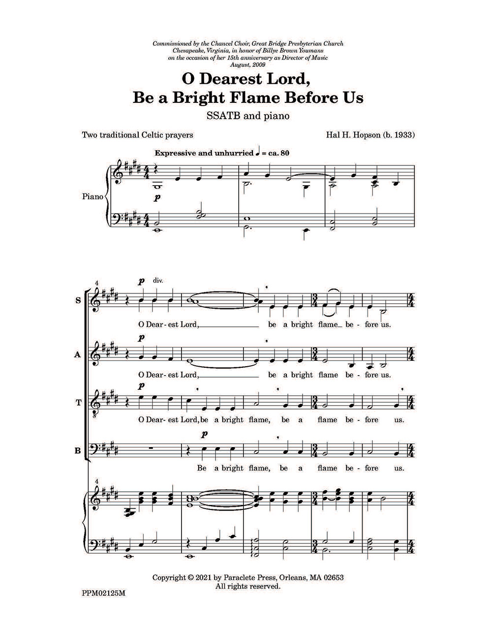 O Dearest Lord, Be a Bright Flame Before Us Paraclete Press Sacred Music