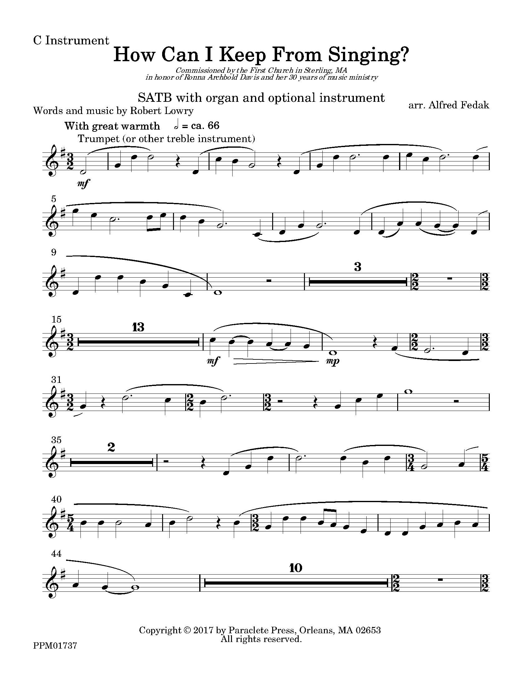 How Can I Keep From Singing Instrumental Parts Paraclete Press