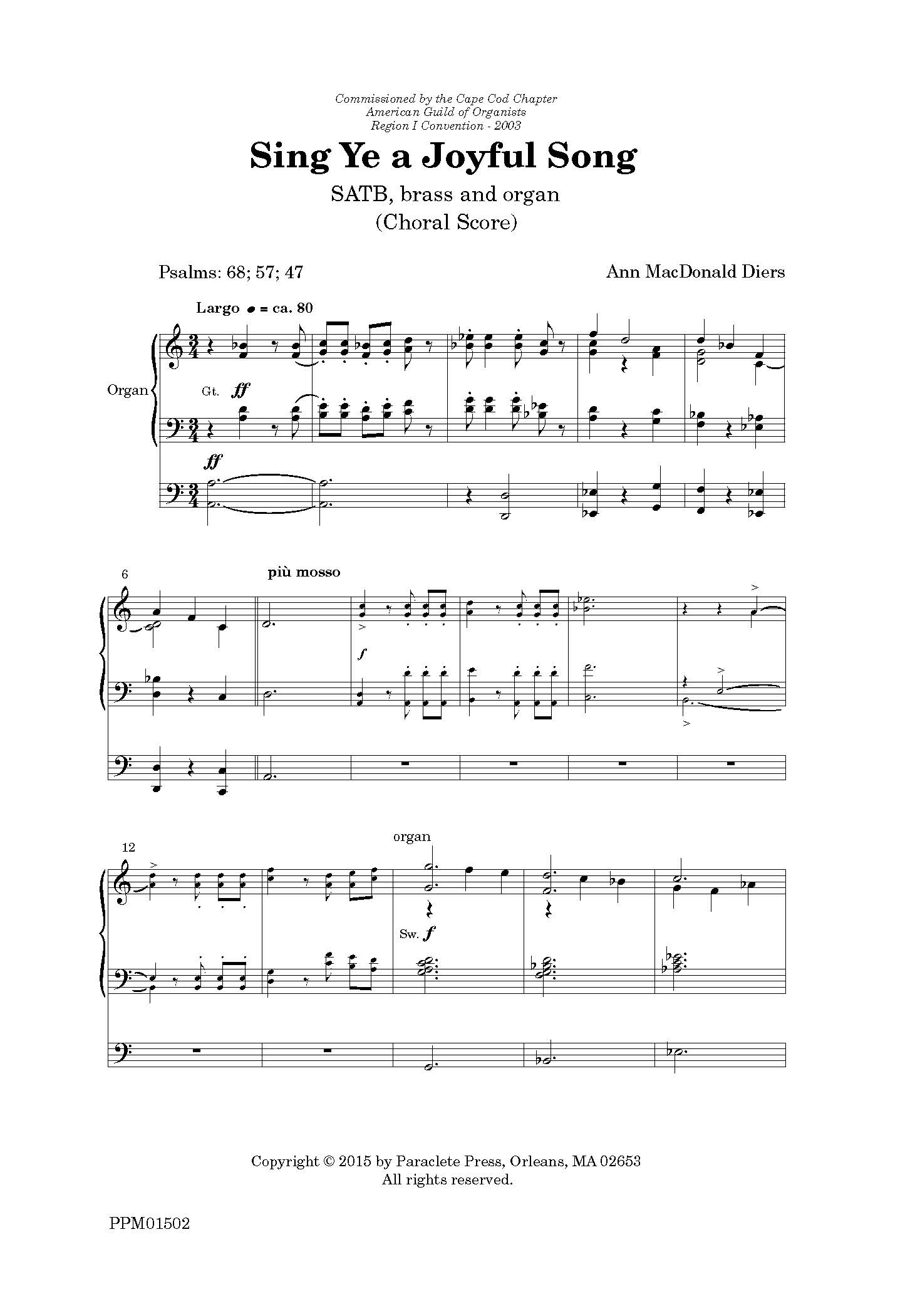 Sing Ye a Joyful Song - Paraclete Press Sacred Music